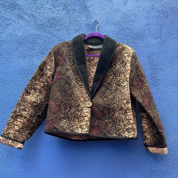 vintage 80s new identity cropped mixed print tapestry jacket - Picture 1 of 6